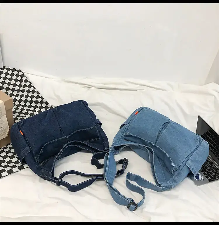 Denim Shoulder Bag Women Large Capacity Korean Style — feature 21