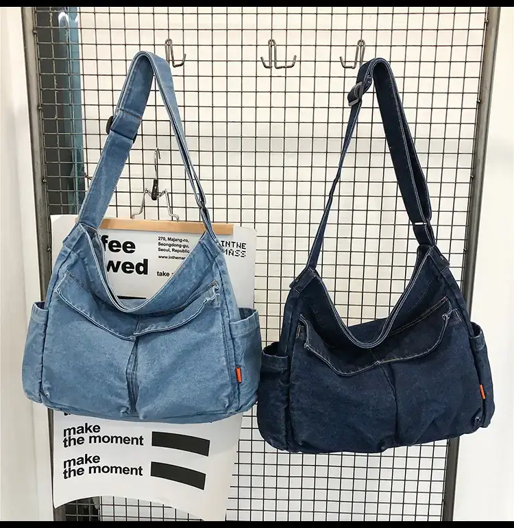 Denim Shoulder Bag Women Large Capacity Korean Style — feature 22