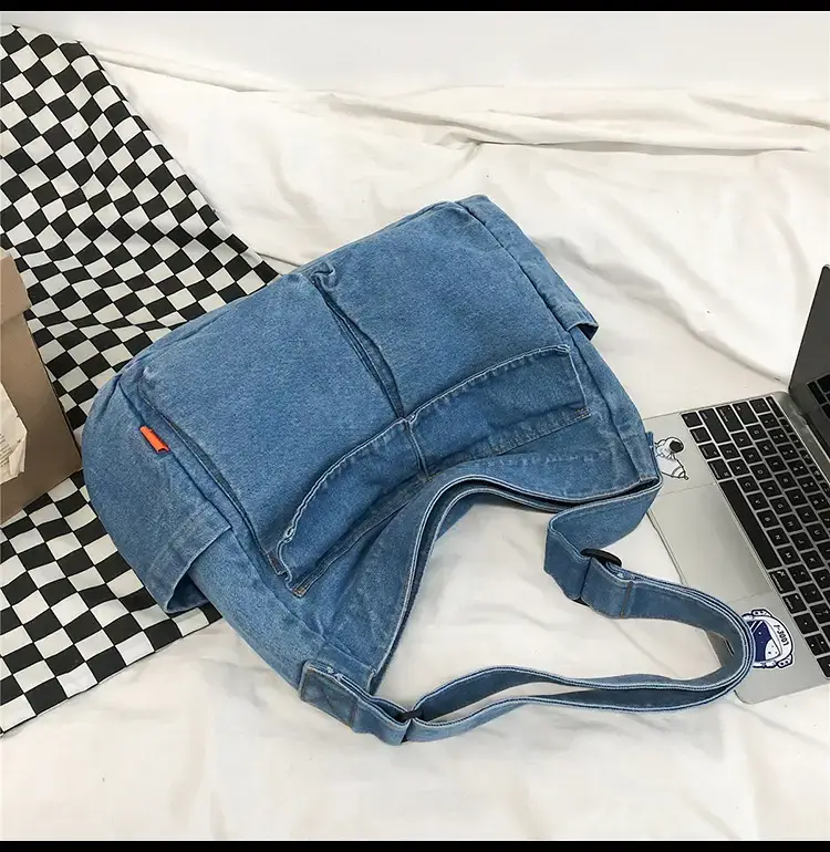 Denim Shoulder Bag Women Large Capacity Korean Style — feature 25
