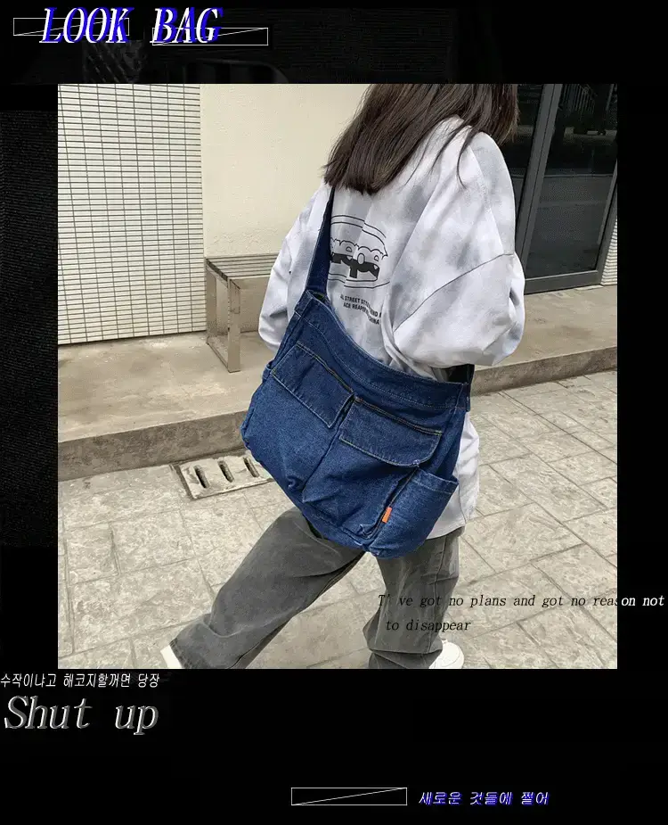 Denim Shoulder Bag Women Large Capacity Korean Style — feature 3