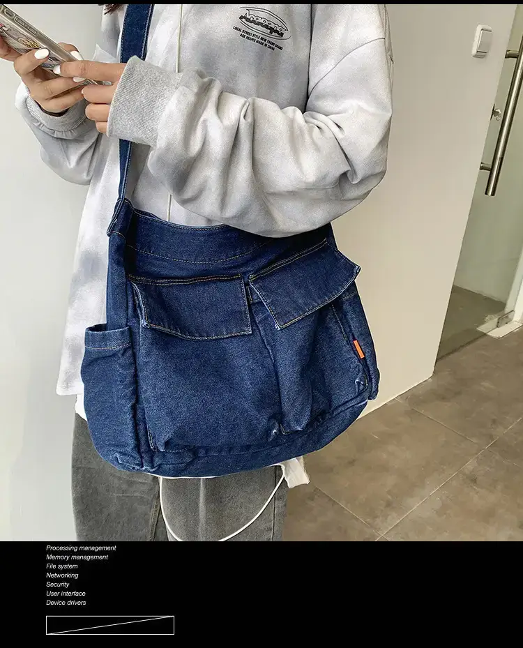 Denim Shoulder Bag Women Large Capacity Korean Style — feature 4