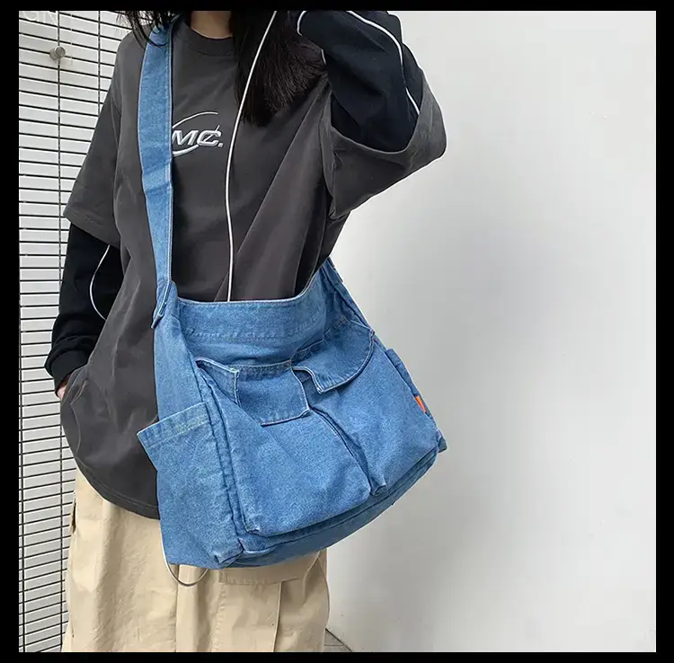 Denim Shoulder Bag Women Large Capacity Korean Style — feature 7