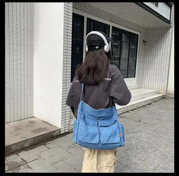Denim Shoulder Bag Women Large Capacity Korean Style — feature 8
