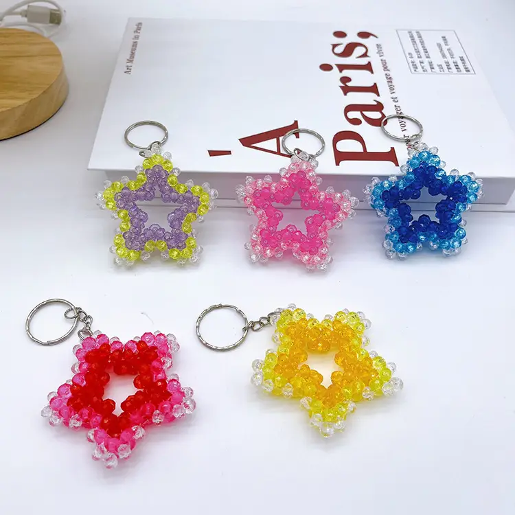 Cute Beaded Star Key Chain Pendants Multi Color DIY - Image 8
