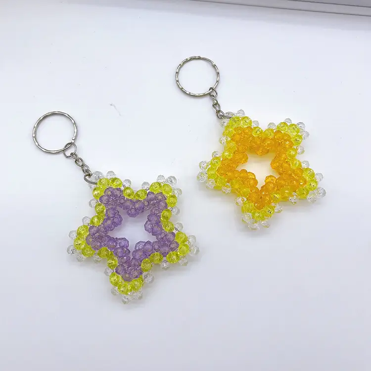 Cute Beaded Star Key Chain Pendants Multi Color DIY - Image 10