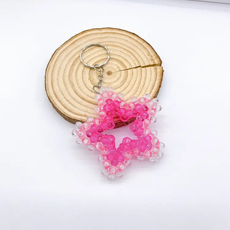 Cute Beaded Star Key Chain Pendants Multi Color DIY - Image 2