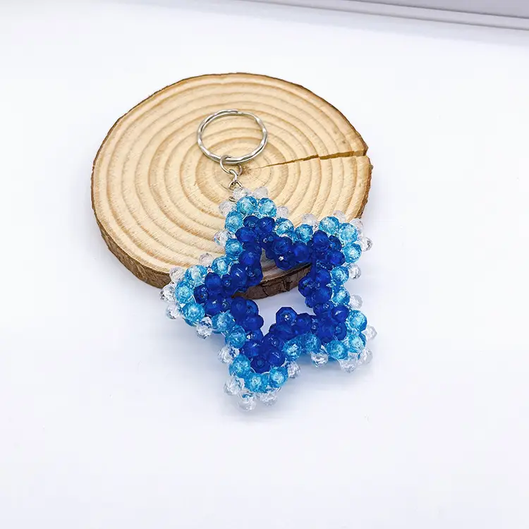 Cute Beaded Star Key Chain Pendants Multi Color DIY - Image 3