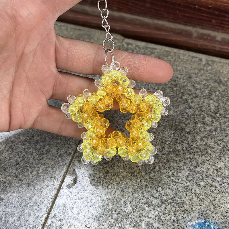 Cute Beaded Star Key Chain Pendants Multi Color DIY - Image 5