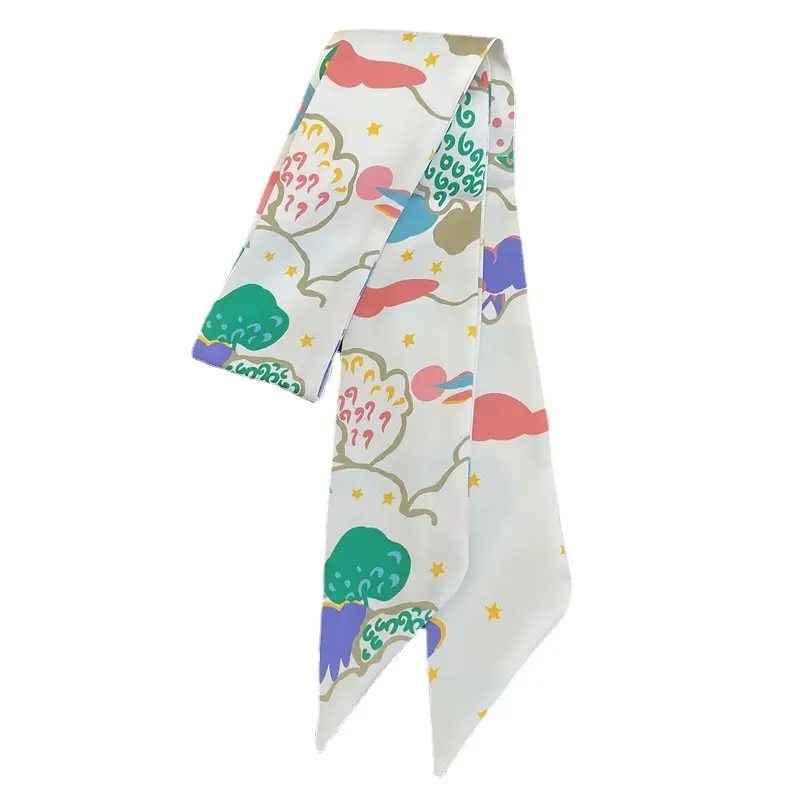 Blue Printed Silk Scarf for Women