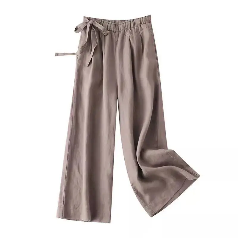 Women Cotton Linen Wide Leg Ankle Pants 2024 Spring Summer - Image 45