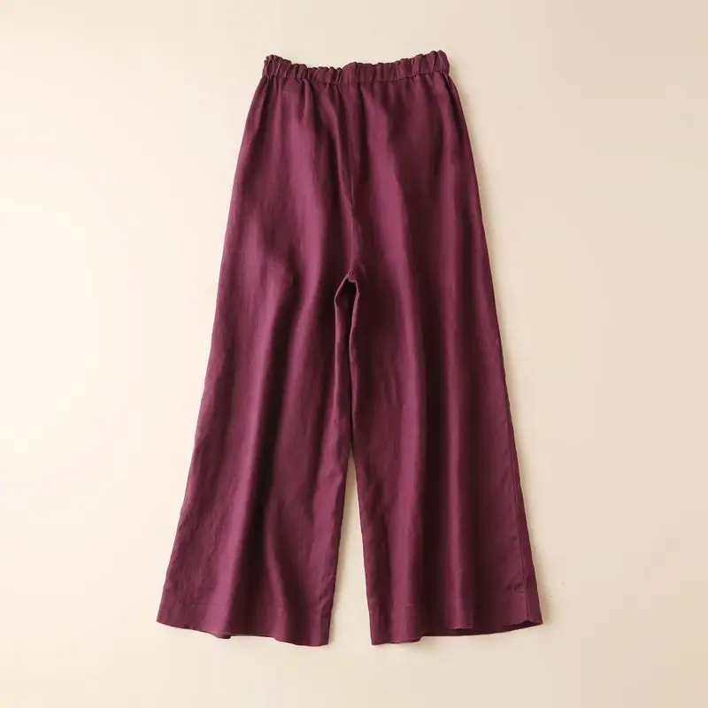 Women Cotton Linen Wide Leg Ankle Pants 2024 Spring Summer — feature 10