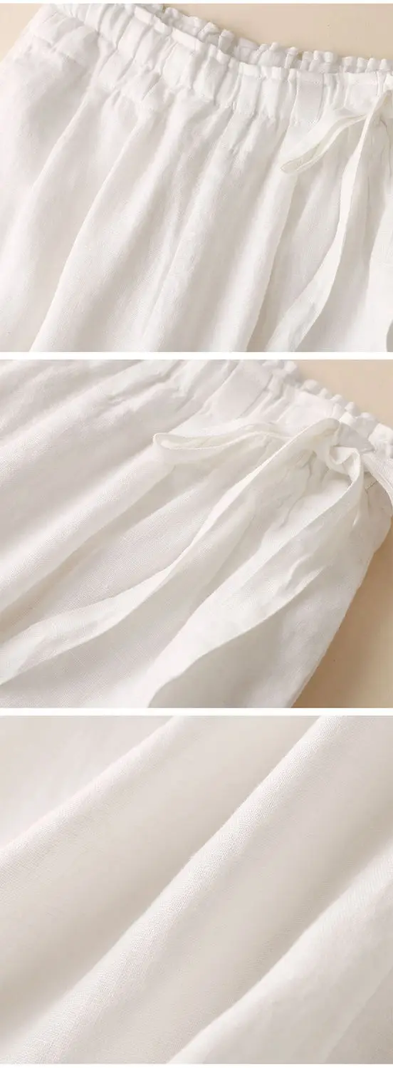 Women Cotton Linen Wide Leg Ankle Pants 2024 Spring Summer — feature 13
