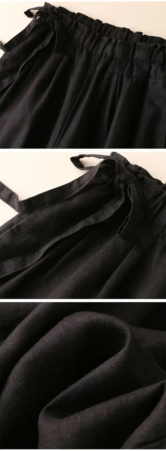 Women Cotton Linen Wide Leg Ankle Pants 2024 Spring Summer — feature 14