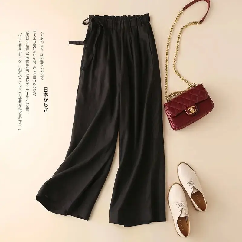 Women Cotton Linen Wide Leg Ankle Pants 2024 Spring Summer — feature 19