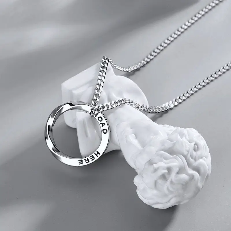 Men's English Letter Ring Necklace with "ROAD" & "RUN" Design - Image 3