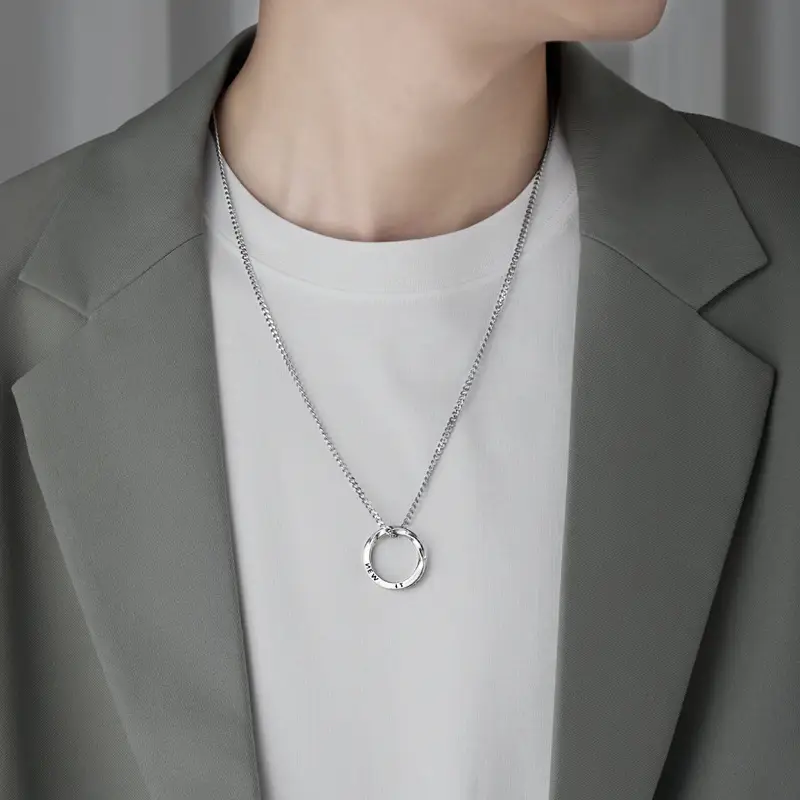 Men's English Letter Ring Necklace with "ROAD" & "RUN" Design - Image 5