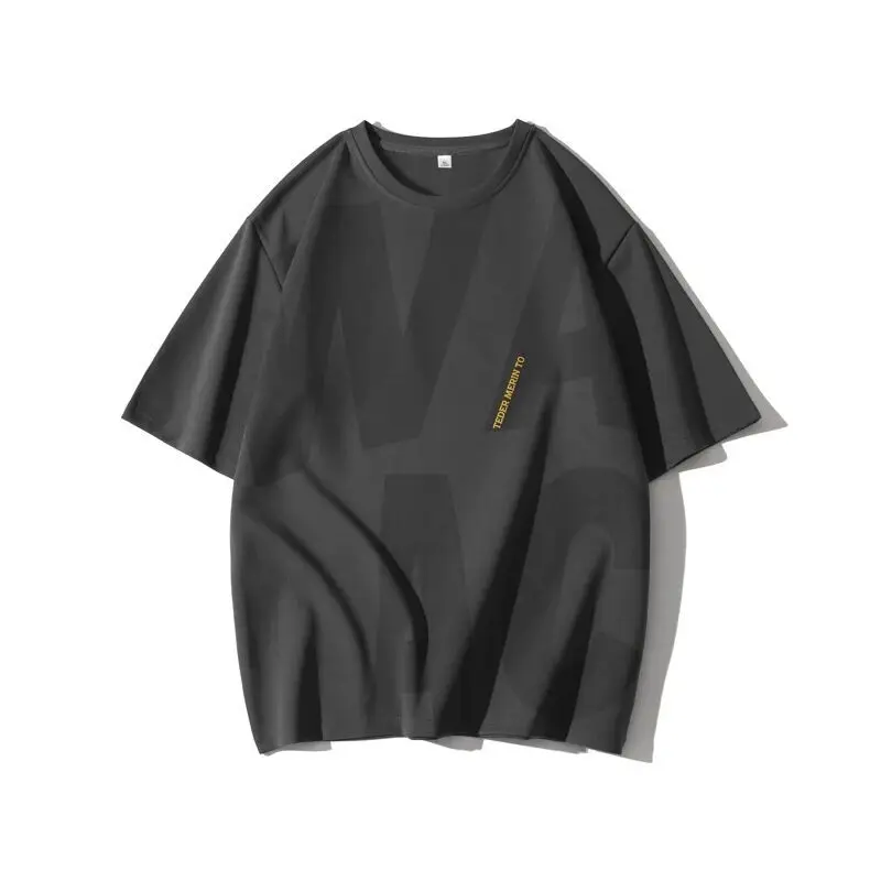 Men Grey T-Shirt Summer 2025 Loose Fit Ice Silk - Image 106