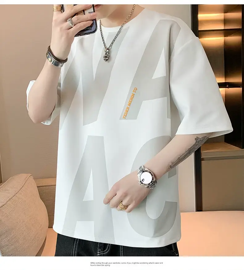 Men Grey T-Shirt Summer 2025 Loose Fit Ice Silk — feature 12