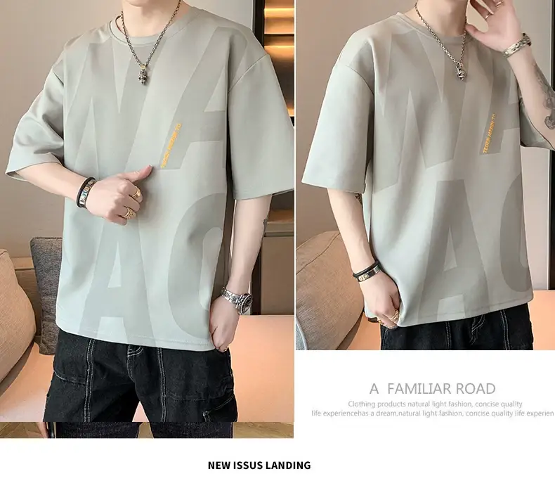 Men Grey T-Shirt Summer 2025 Loose Fit Ice Silk — feature 15
