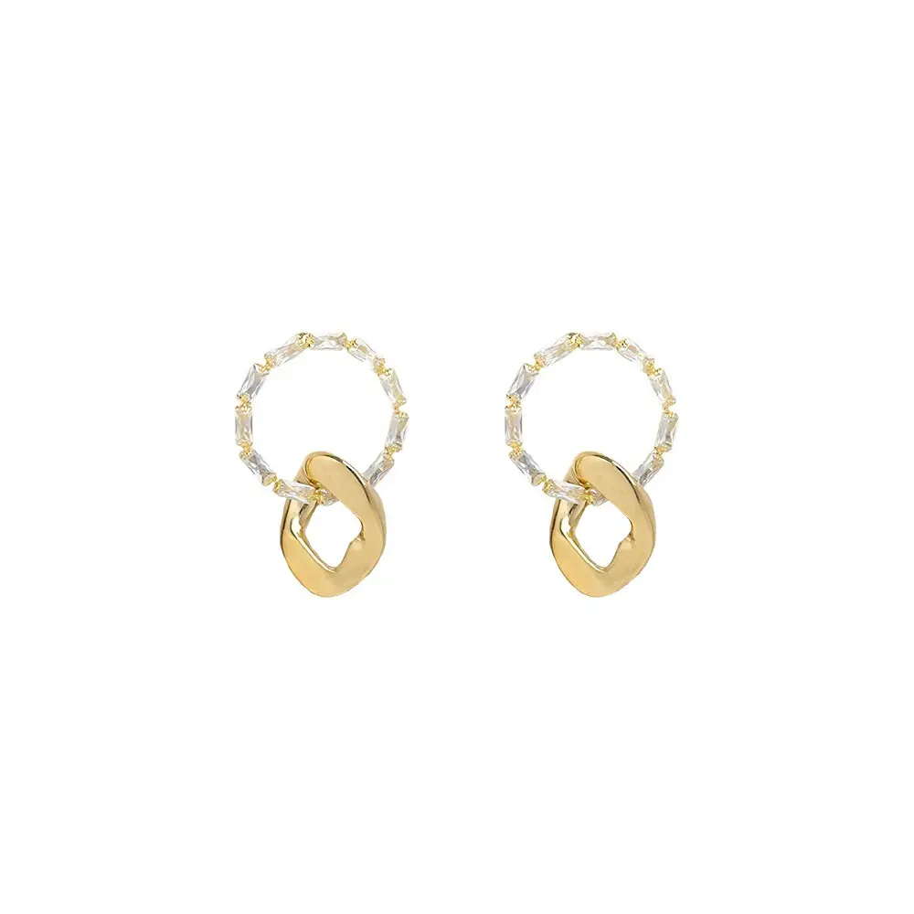 Dark Glory Park Yeon-Jin Rhinestone Hoop Earrings Light Luxury High-End Fashion - Image 5