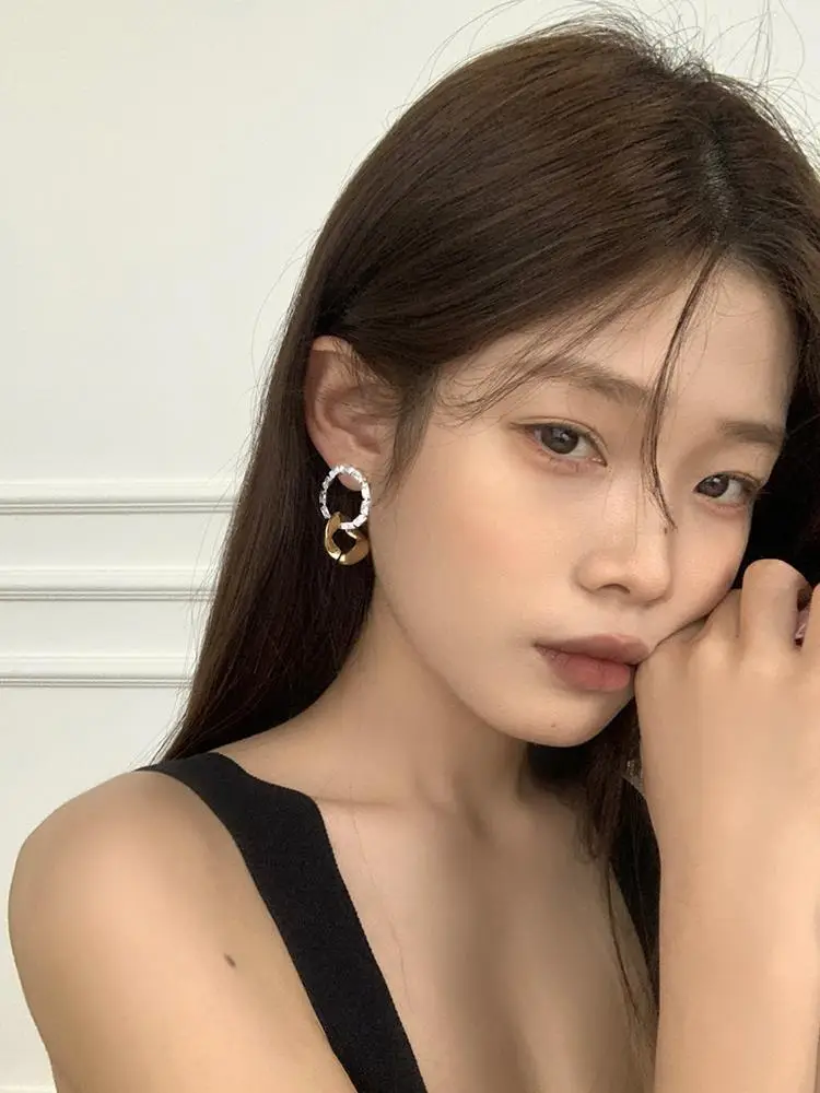 Dark Glory Park Yeon-Jin Rhinestone Hoop Earrings Light Luxury High-End Fashion — feature 13