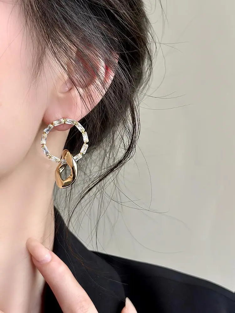 Dark Glory Park Yeon-Jin Rhinestone Hoop Earrings Light Luxury High-End Fashion — feature 21