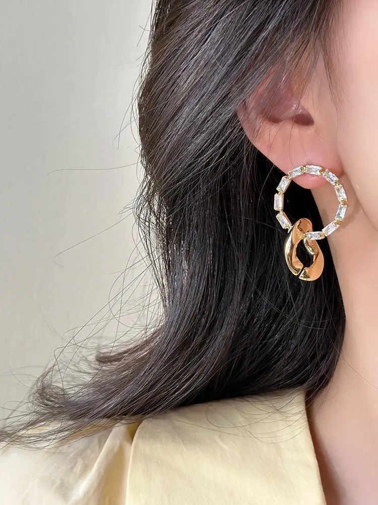 Dark Glory Park Yeon-Jin Rhinestone Hoop Earrings Light Luxury High-End Fashion — feature 25
