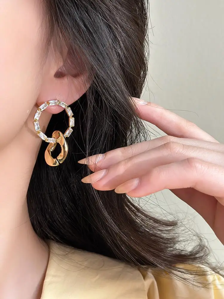Dark Glory Park Yeon-Jin Rhinestone Hoop Earrings Light Luxury High-End Fashion — feature 27