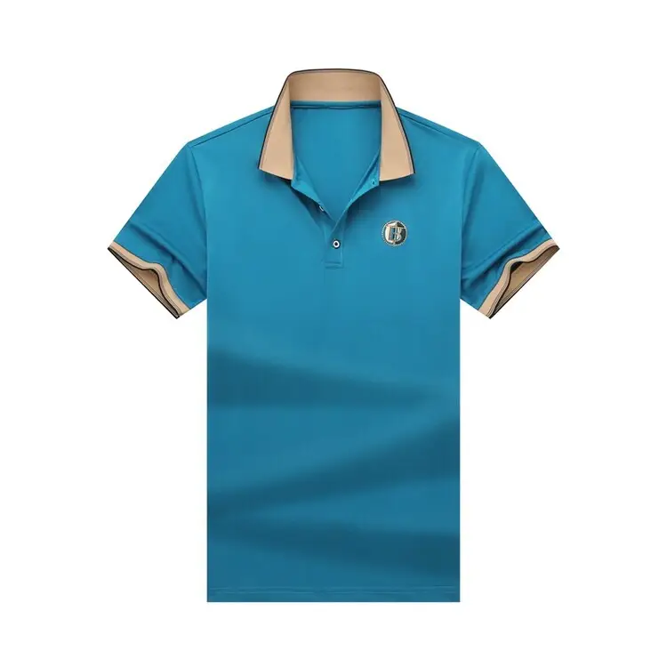 Men's Blue Embroidered Polo T-Shirt Large - Image 11