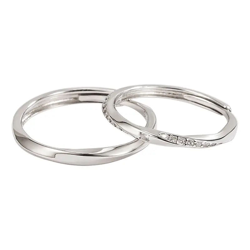 925 Sterling Möbius Couple Rings Light Luxury Open End - Image 7