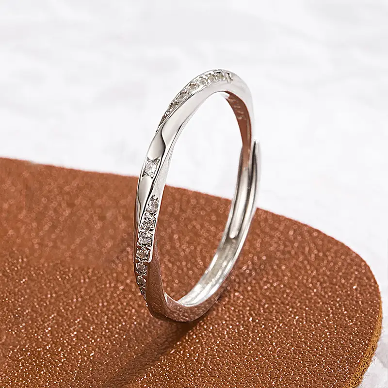925 Sterling Möbius Couple Rings Light Luxury Open End - Image 2