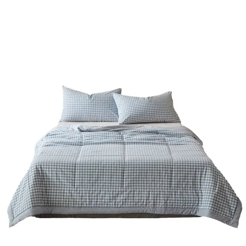 100 Xinjiang Wash Cotton Blue Plaid Quilt Single Double - Image 16
