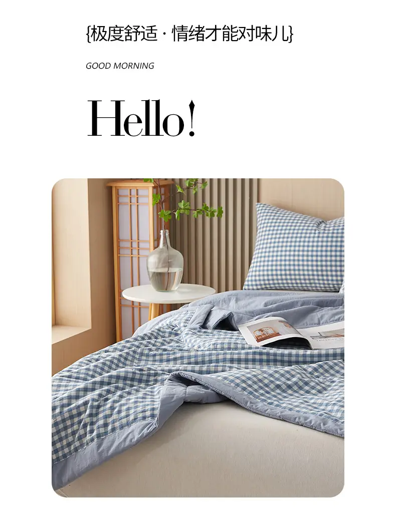 100 Xinjiang Wash Cotton Blue Plaid Quilt Single Double — feature 17