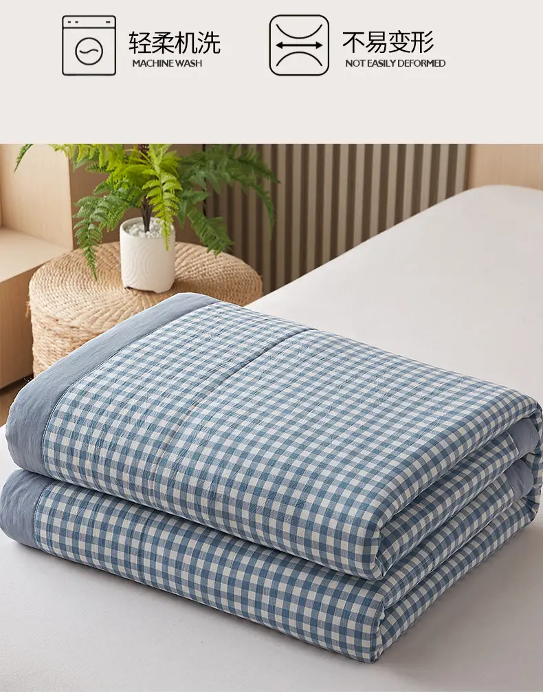 100 Xinjiang Wash Cotton Blue Plaid Quilt Single Double — feature 20