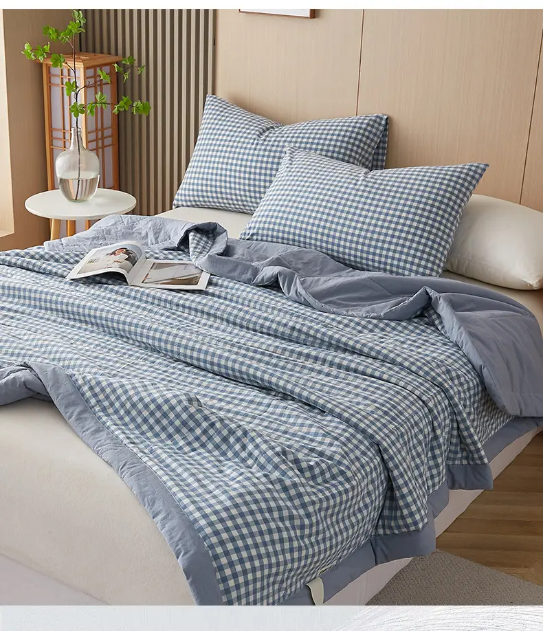 100 Xinjiang Wash Cotton Blue Plaid Quilt Single Double — feature 8