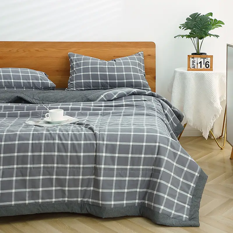 100 Xinjiang Wash Cotton Blue Plaid Quilt Single Double - Image 11