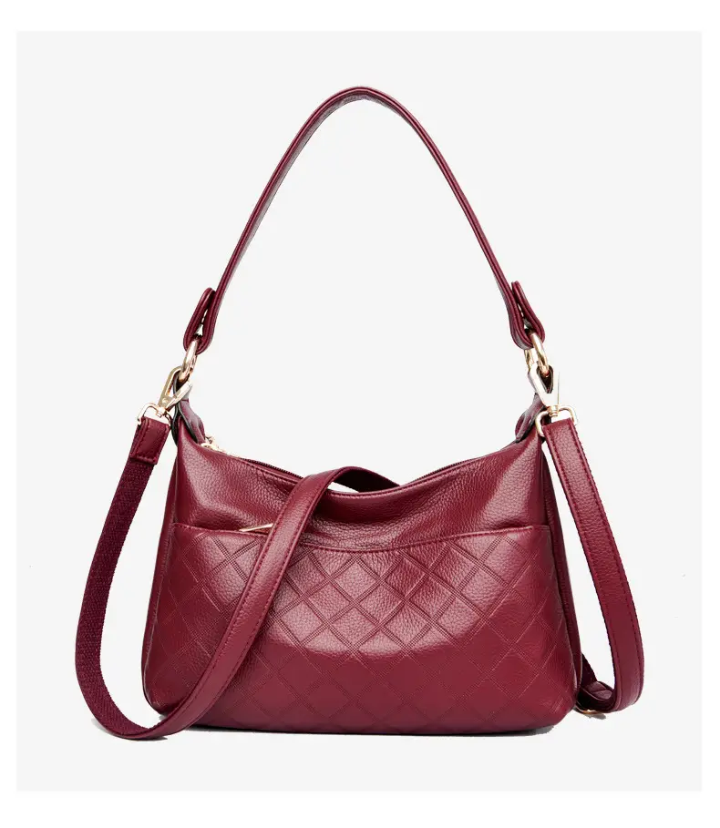 Women's Maroon Crossbody Bag with Quilted Design — feature 14
