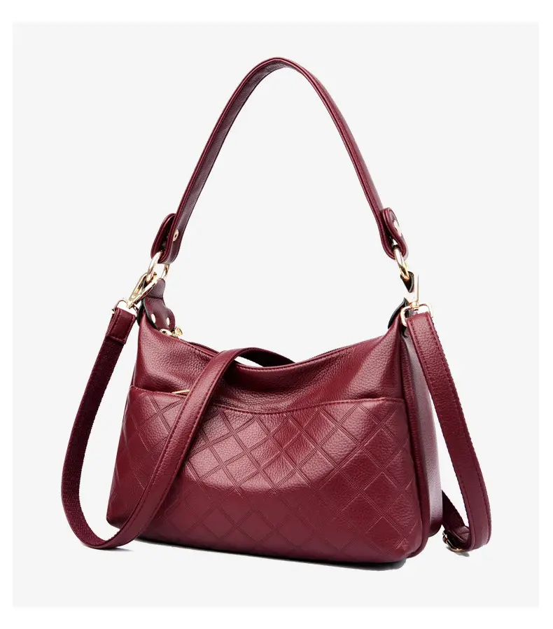 Women's Maroon Crossbody Bag with Quilted Design — feature 15