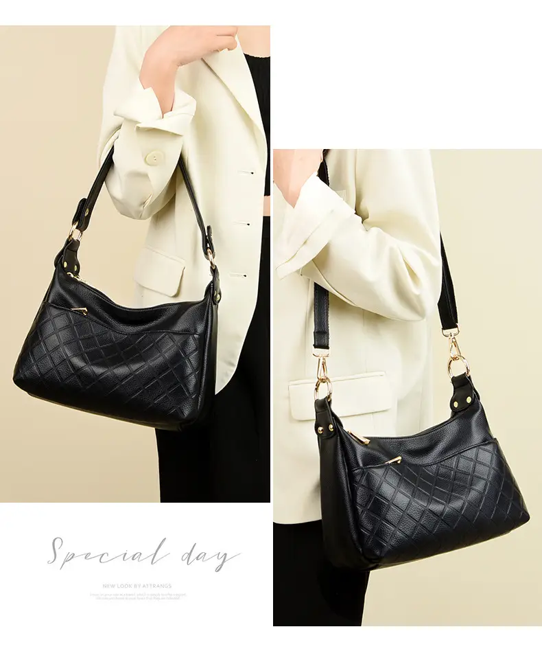 Women's Maroon Crossbody Bag with Quilted Design — feature 2
