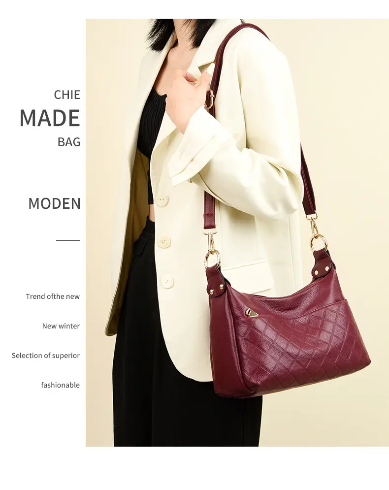 Women's Maroon Crossbody Bag with Quilted Design — feature 22