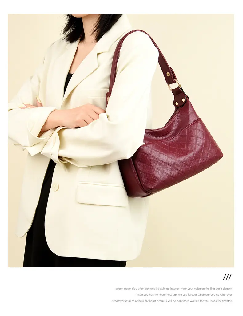 Women's Maroon Crossbody Bag with Quilted Design — feature 23