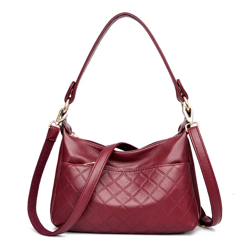 Women's Maroon Crossbody Bag with Quilted Design - Image 2