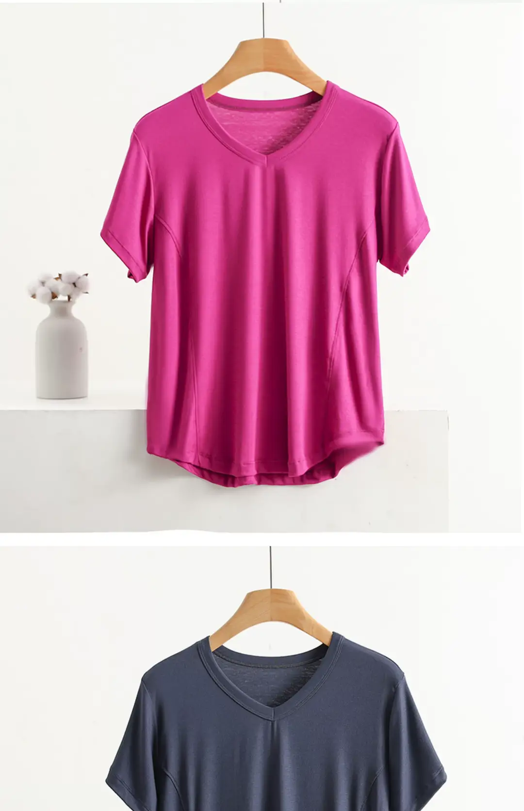 Women's Pink V-Neck T-Shirt Medium to XL — feature 19