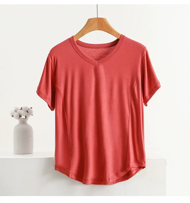 Women's Pink V-Neck T-Shirt Medium to XL — feature 21
