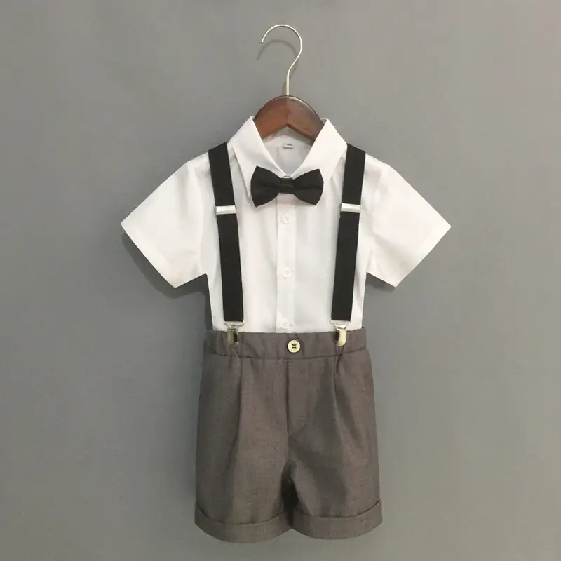 Boys' Black Striped Suspenders Suit Summer New Small Medium