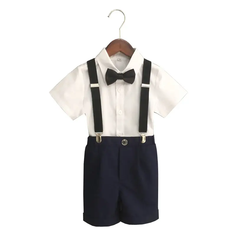 Boys' Black Striped Suspenders Suit Summer New Small Medium
