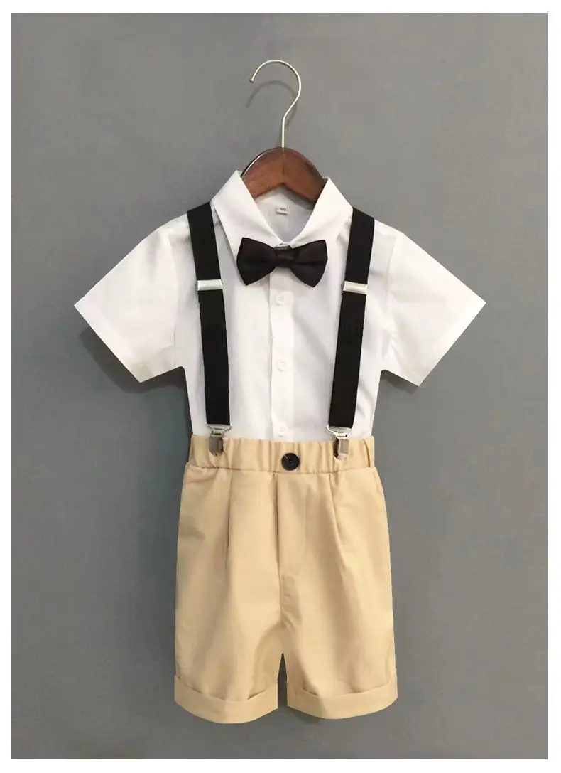 Boys' Black Striped Suspenders Suit Summer New Small Medium — feature 10