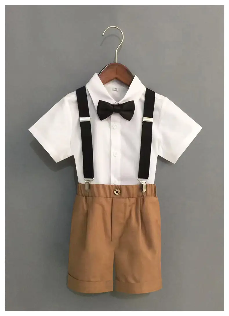Boys' Black Striped Suspenders Suit Summer New Small Medium — feature 11