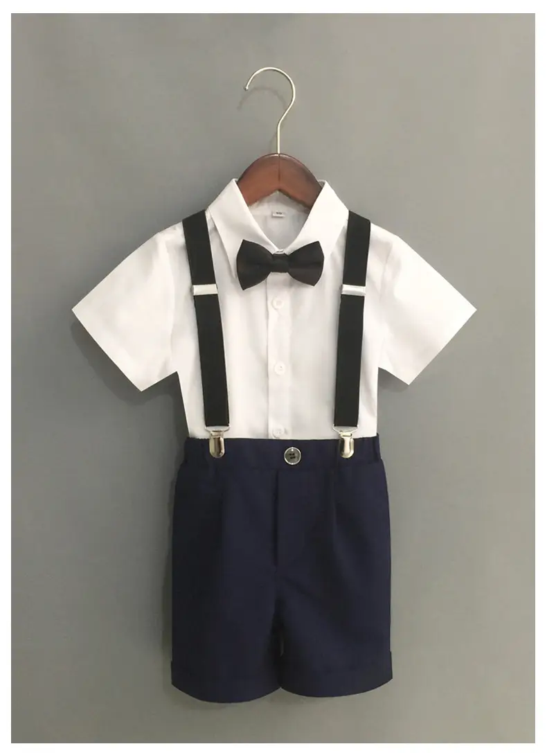 Boys' Black Striped Suspenders Suit Summer New Small Medium — feature 8