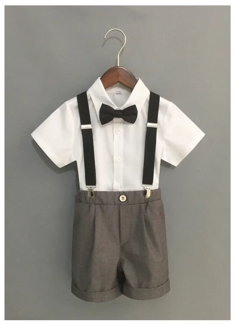 Boys' Black Striped Suspenders Suit Summer New Small Medium — feature 9